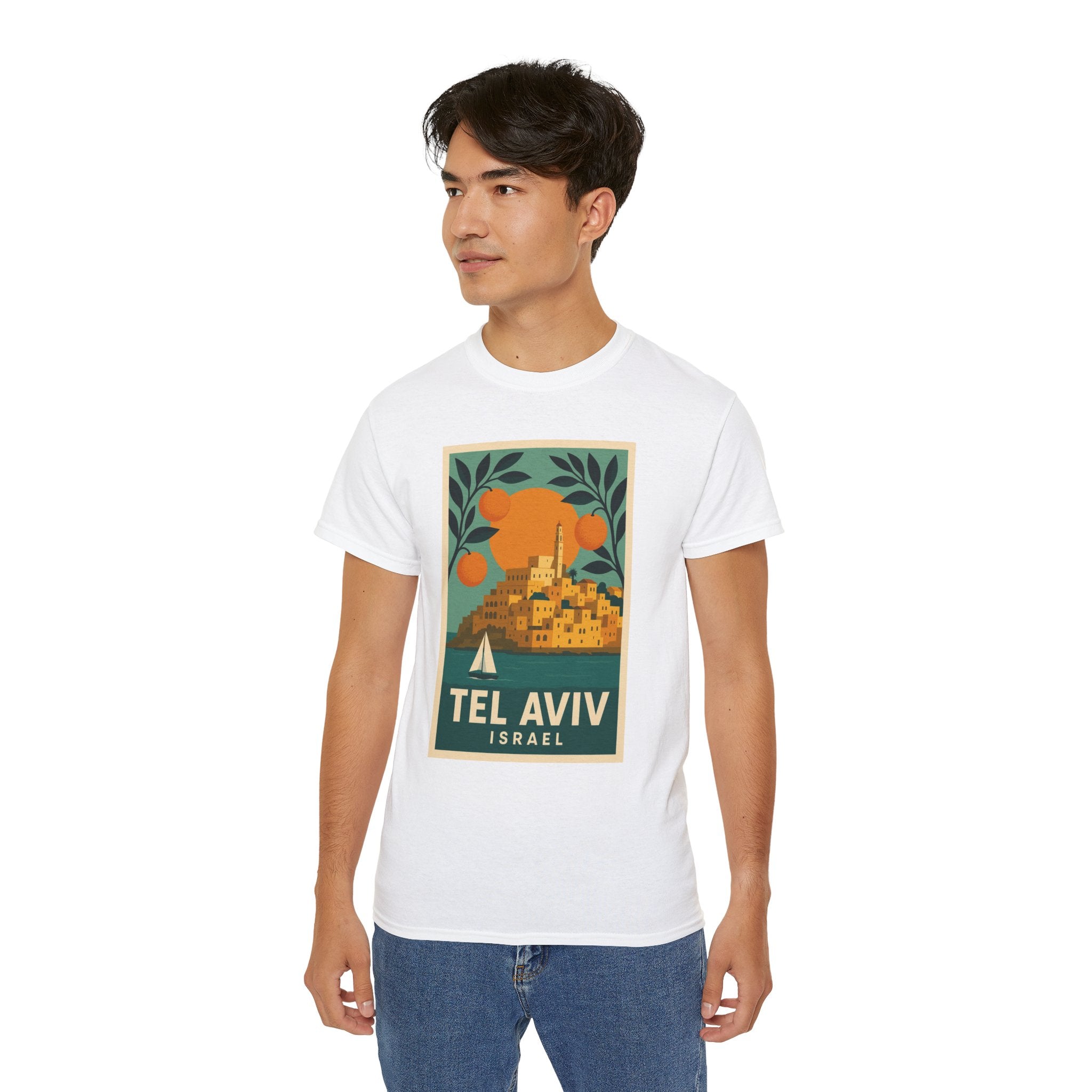 Tel Aviv Israel Vintage Travel Poster Unisex Graphic Unisex Ultra Cotton Tee