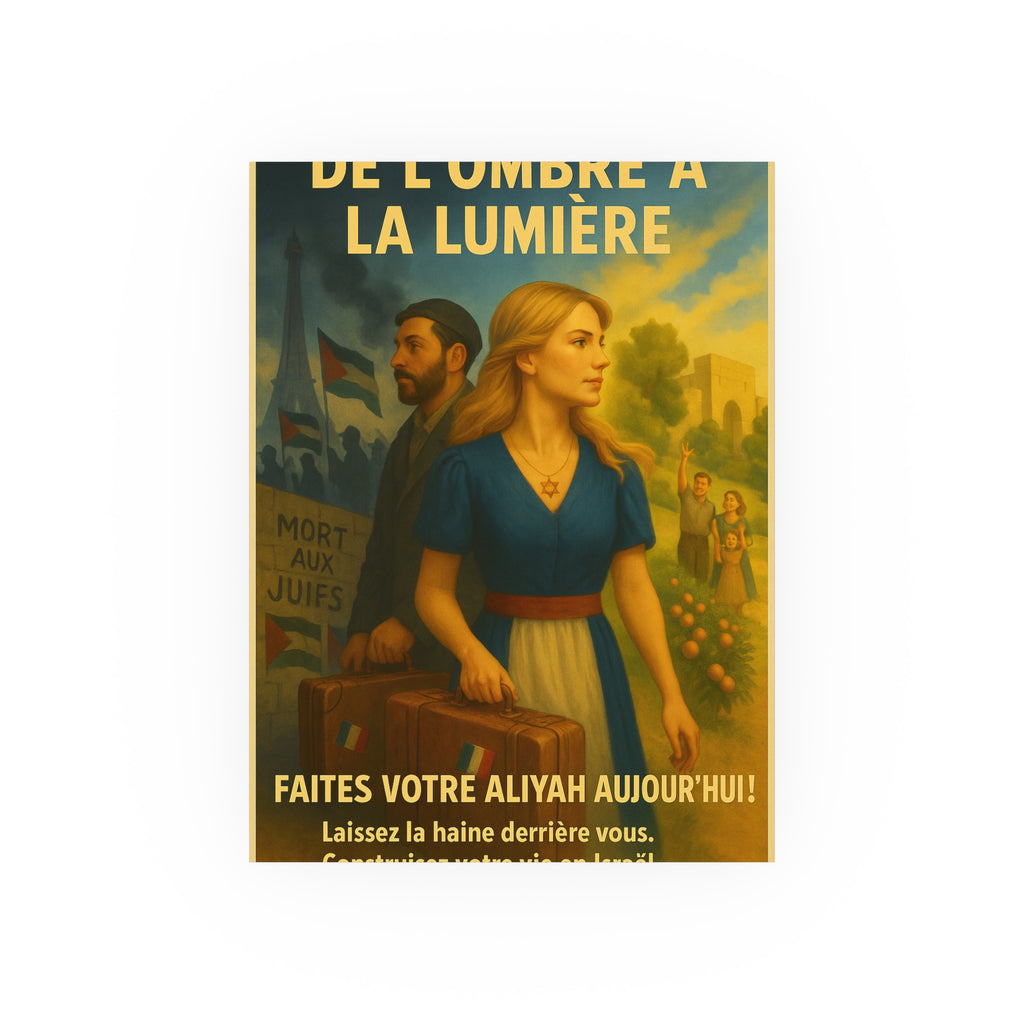 De l’Ombre à la Lumière | French Aliyah to Israel Vintage Poster Satin and Archival Matte Posters