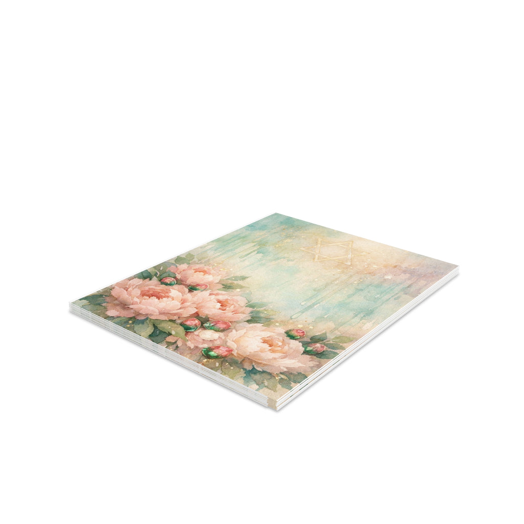 Watercolor Star of David Floral Greeting Cards (8, 16, and 24 pcs)