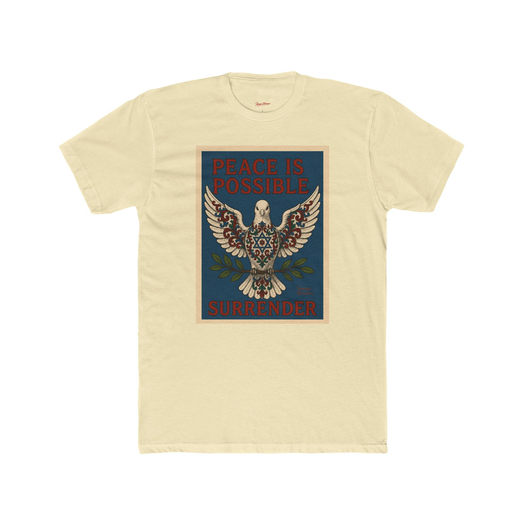 Peace Is Possible. Surrender. Dove of Peace Graphic T-Shirt Mens Cotton Crew Tee