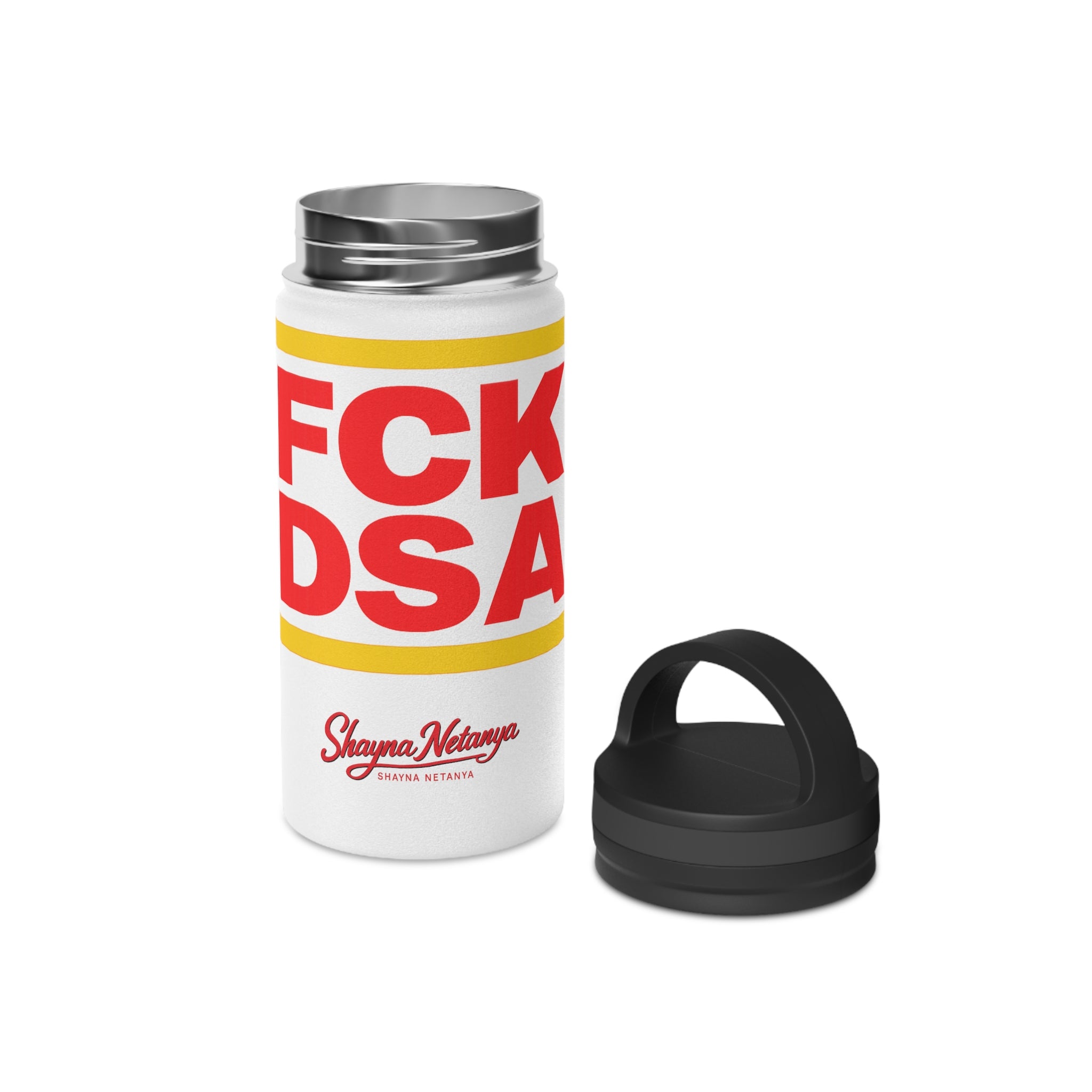 "FCK DSA" Stainless Steel Water Bottle, Handle Lid