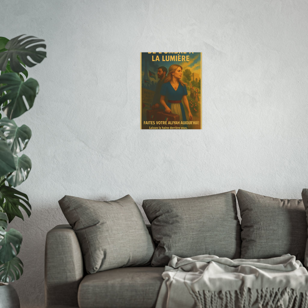 De l’Ombre à la Lumière | French Aliyah to Israel Vintage Poster Satin and Archival Matte Posters