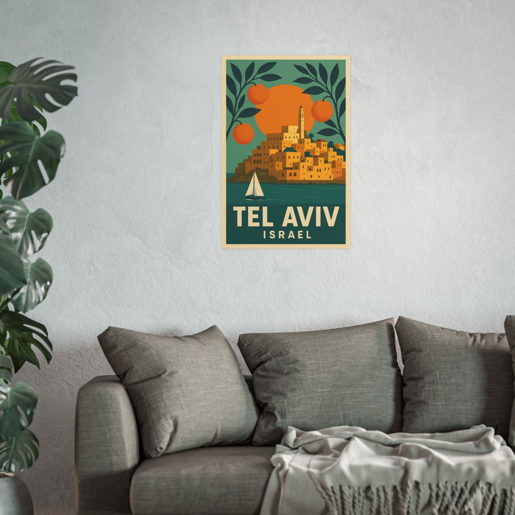 Tel Aviv Israel Vintage Travel Poster Satin and Archival Matte Posters