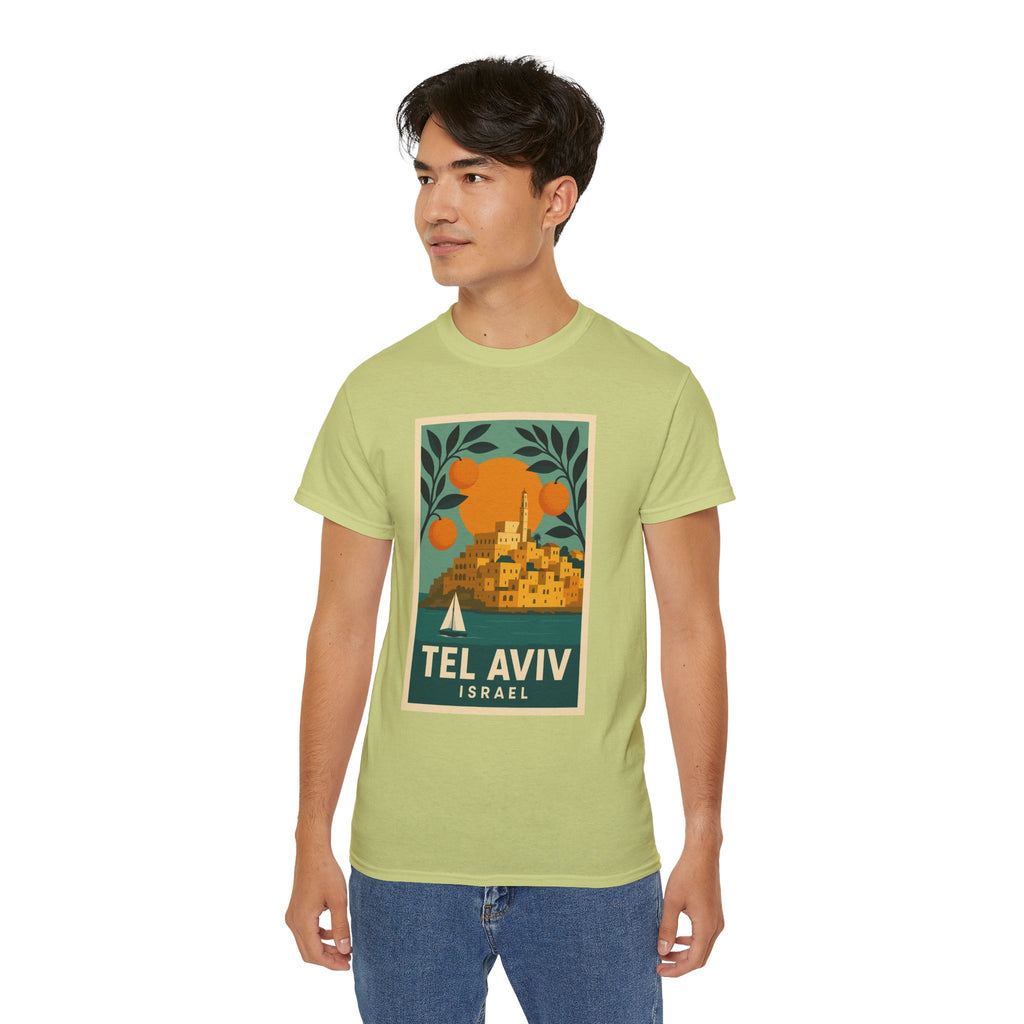 Tel Aviv Israel Vintage Travel Poster Unisex Graphic Unisex Ultra Cotton Tee