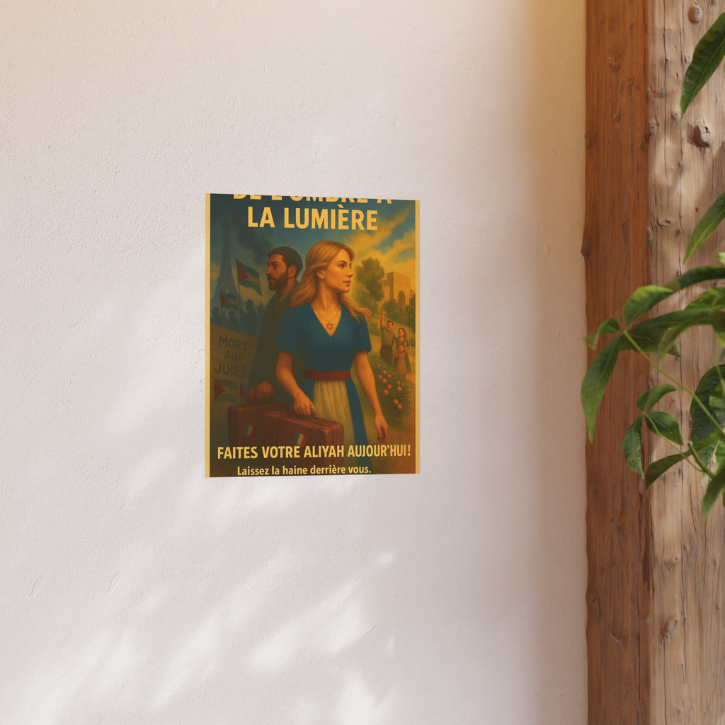 De l’Ombre à la Lumière | French Aliyah to Israel Vintage Poster Satin and Archival Matte Posters