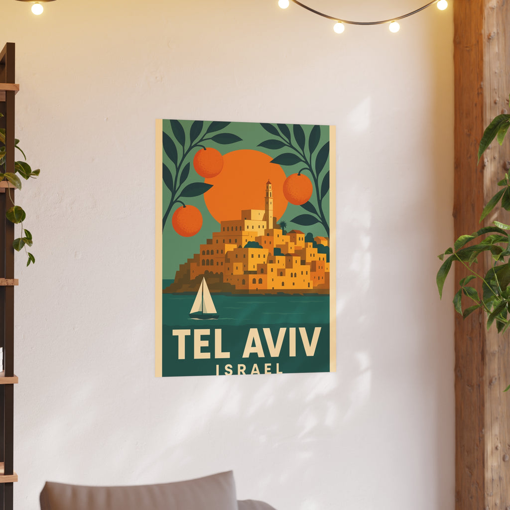 Tel Aviv Israel Vintage Travel Poster Satin and Archival Matte Posters