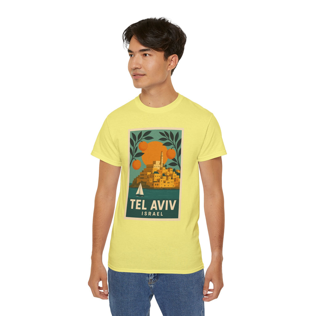 Tel Aviv Israel Vintage Travel Poster Unisex Graphic Unisex Ultra Cotton Tee