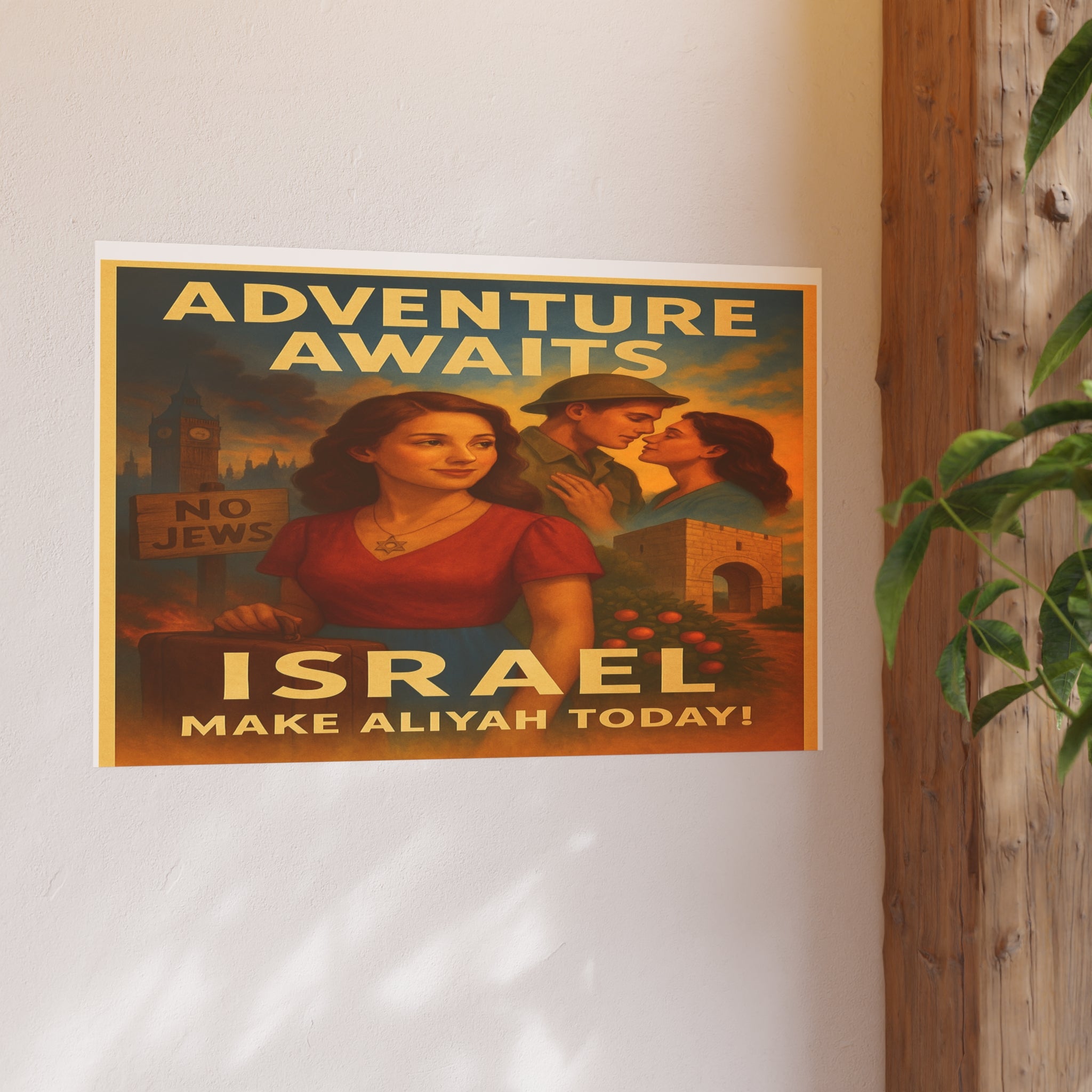 Adventure Awaits: Make Aliyah Today! Vintage Israel Poster Satin and Archival Matte Posters
