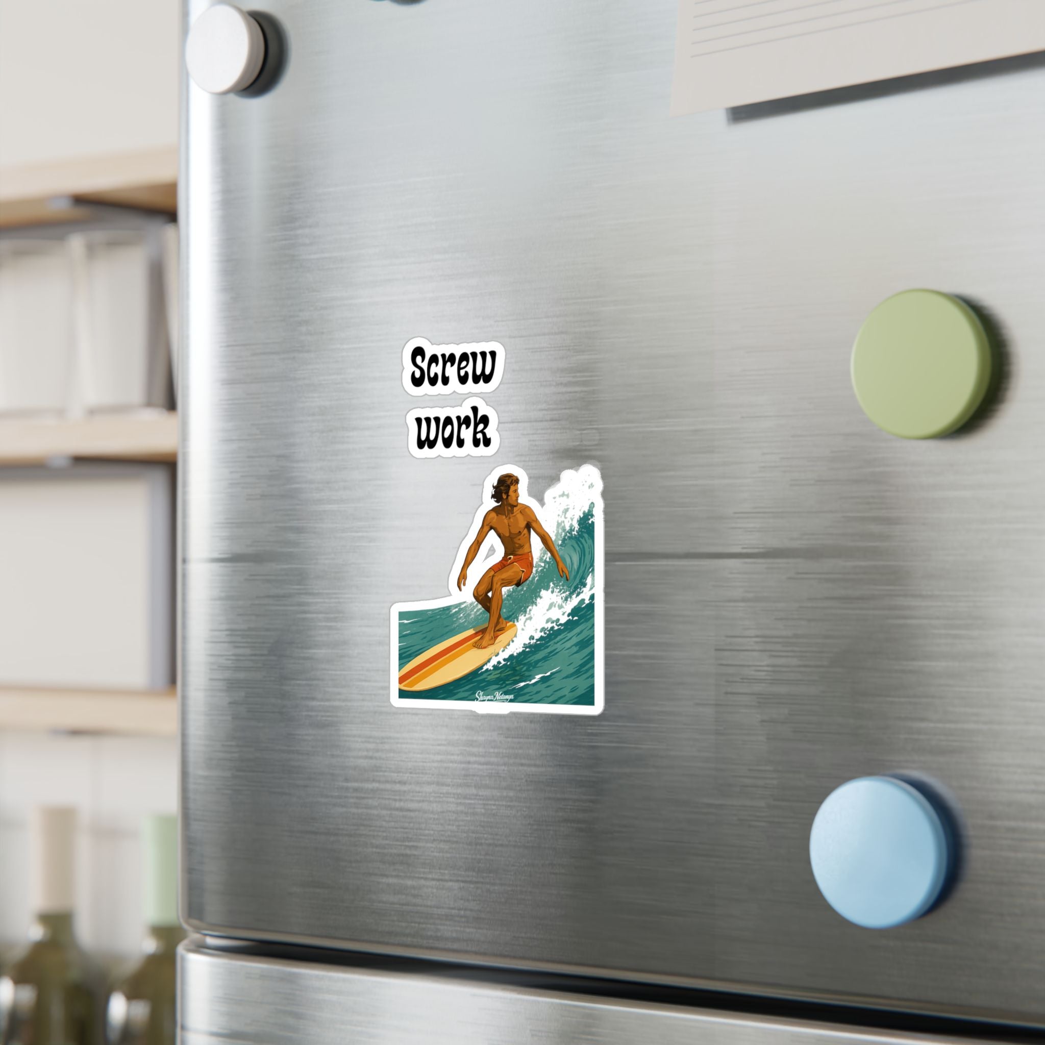 Screw Work Retro Surfer Kiss-Cut Vinyl Decals
