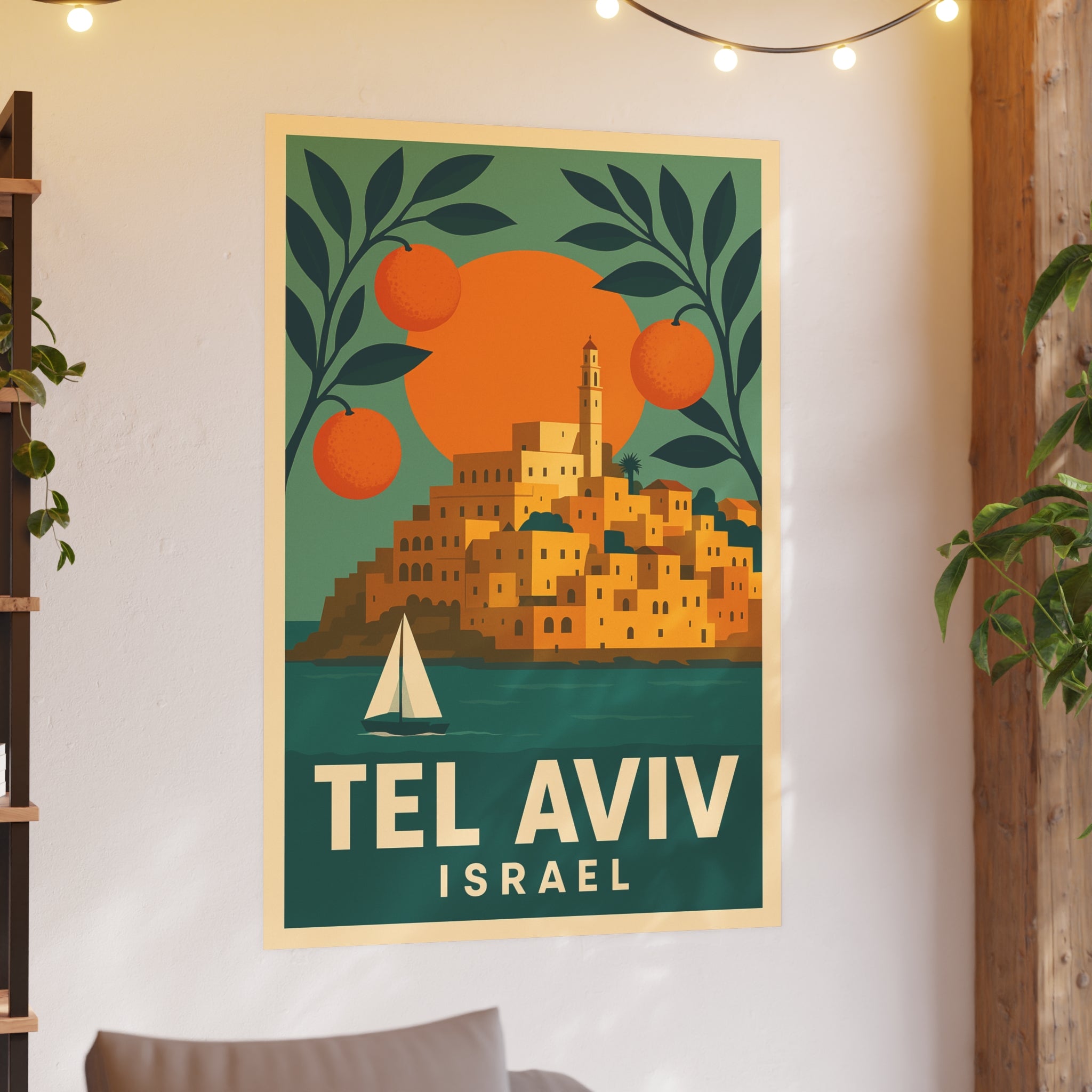 Tel Aviv Israel Vintage Travel Poster Satin and Archival Matte Posters