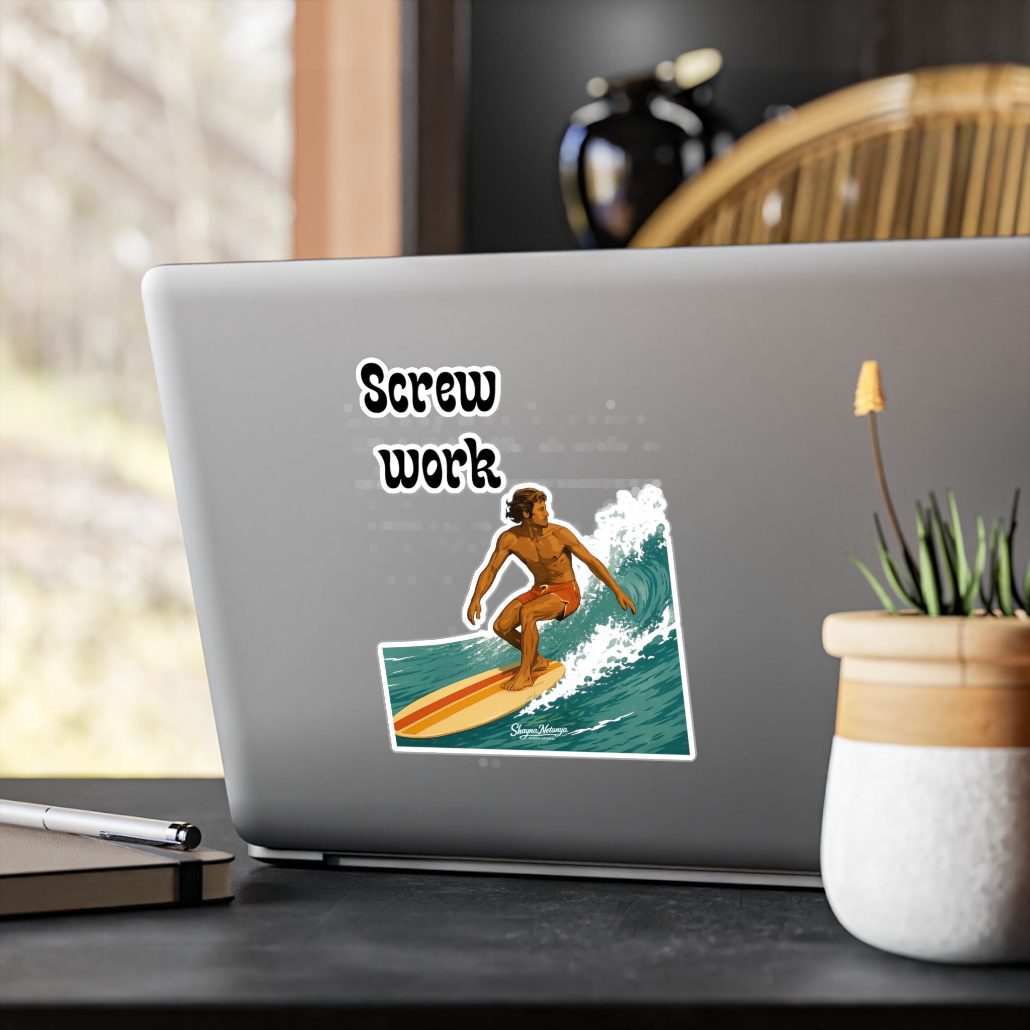Screw Work Retro Surfer Kiss-Cut Vinyl Decals