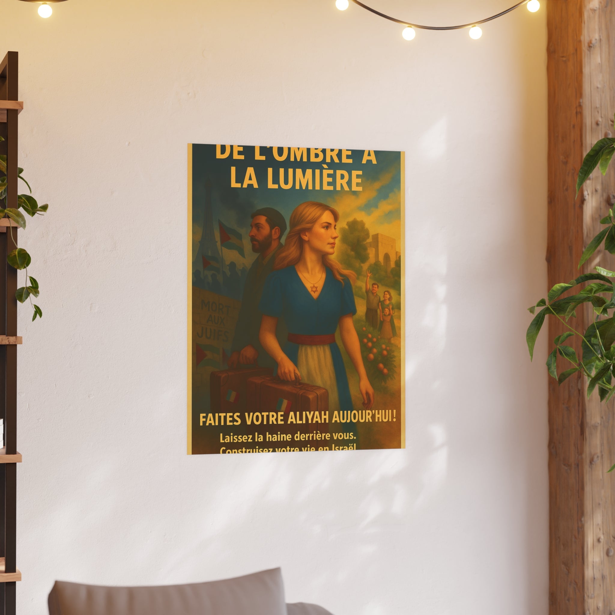 De l’Ombre à la Lumière | French Aliyah to Israel Vintage Poster Satin and Archival Matte Posters