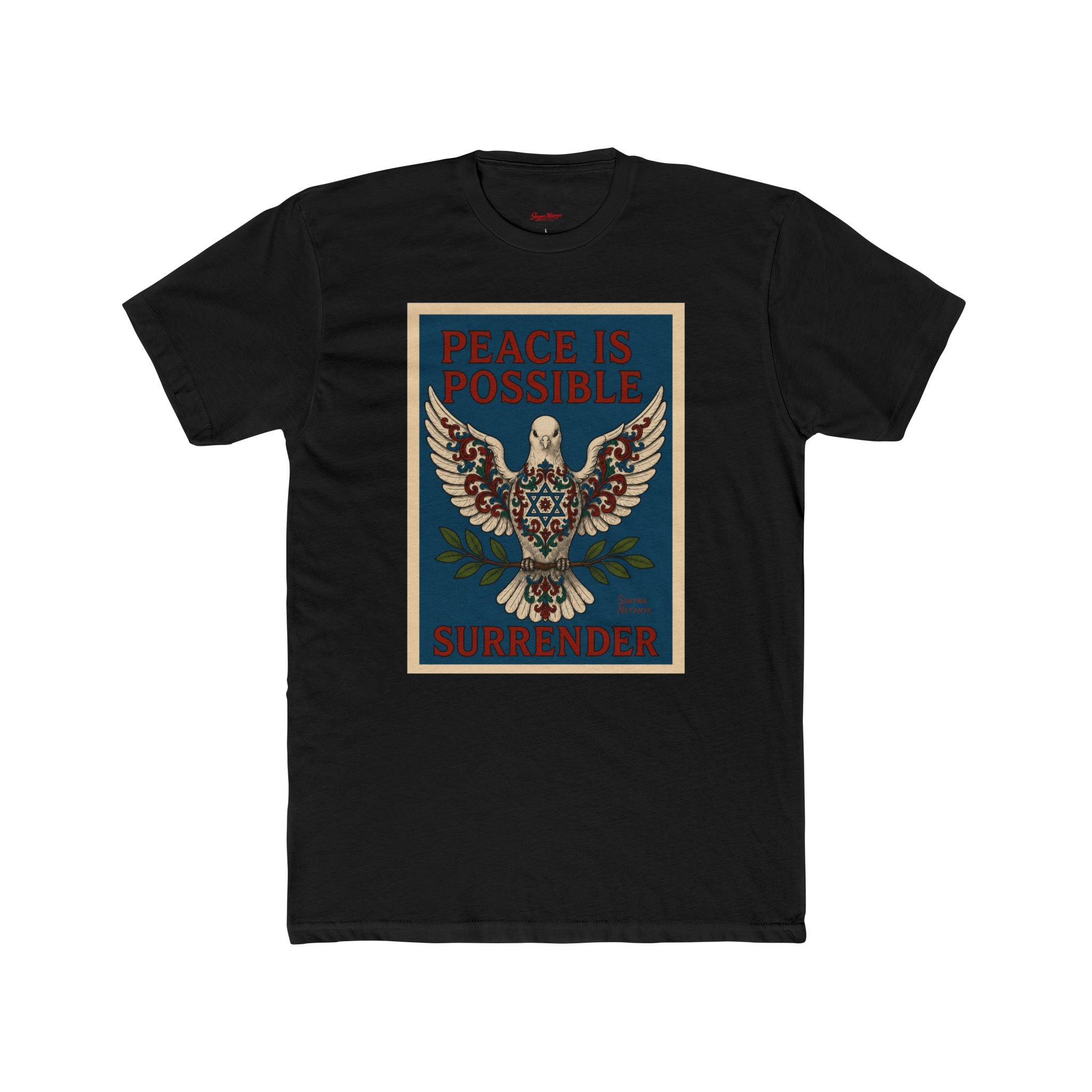 Peace Is Possible. Surrender. Dove of Peace Graphic T-Shirt Mens Cotton Crew Tee