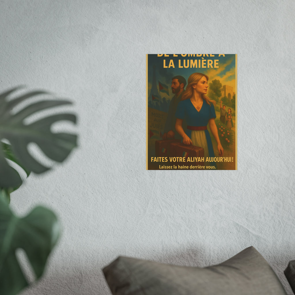 De l’Ombre à la Lumière | French Aliyah to Israel Vintage Poster Satin and Archival Matte Posters