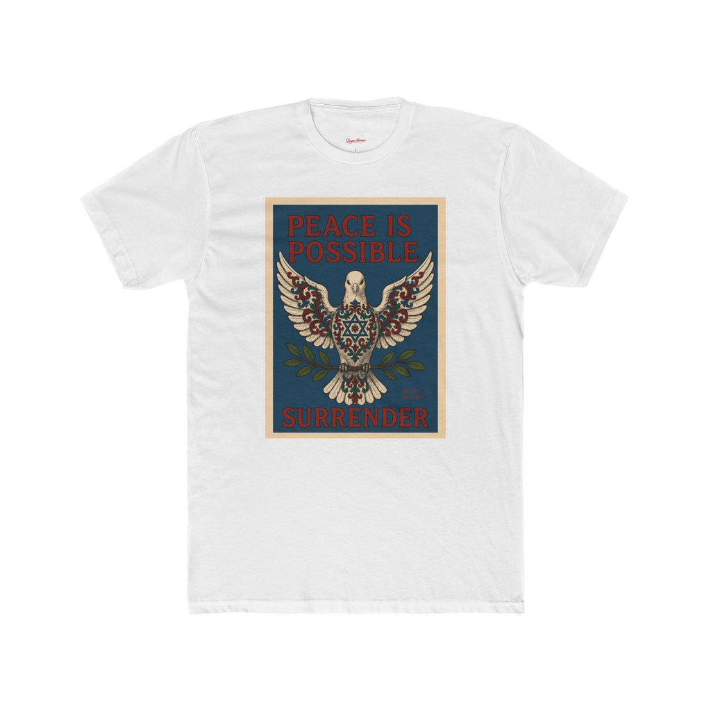 Peace Is Possible. Surrender. Dove of Peace Graphic T-Shirt Mens Cotton Crew Tee