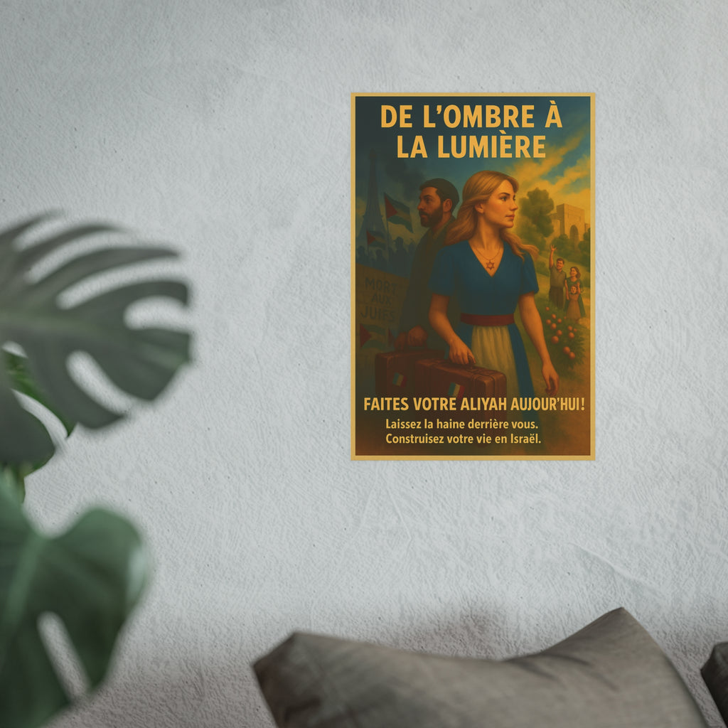 De l’Ombre à la Lumière | French Aliyah to Israel Vintage Poster Satin and Archival Matte Posters