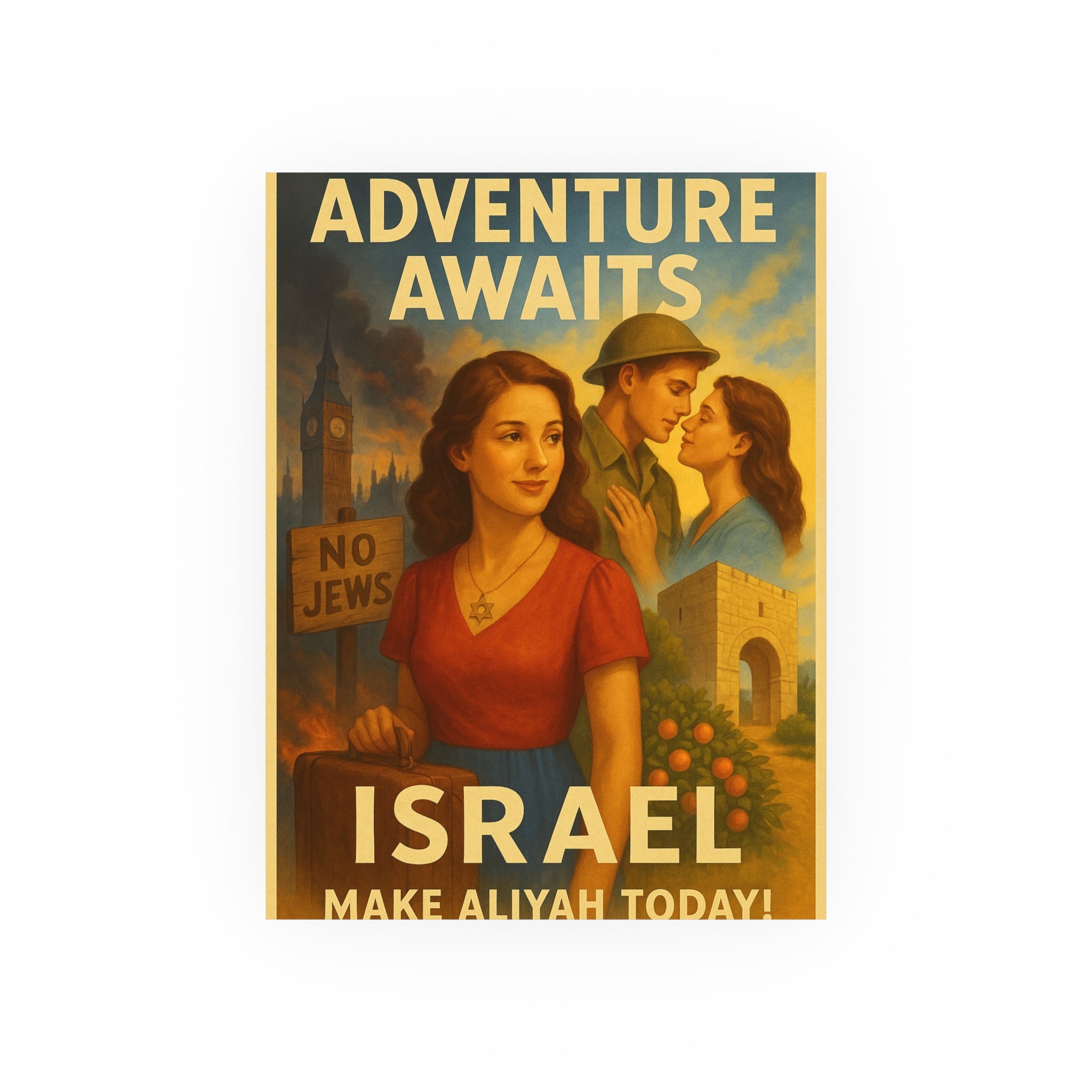 Adventure Awaits: Make Aliyah Today! Vintage Israel Poster Satin and Archival Matte Posters