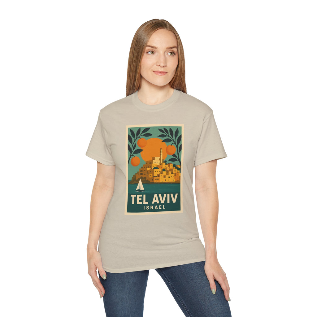 Tel Aviv Israel Vintage Travel Poster Unisex Graphic Unisex Ultra Cotton Tee