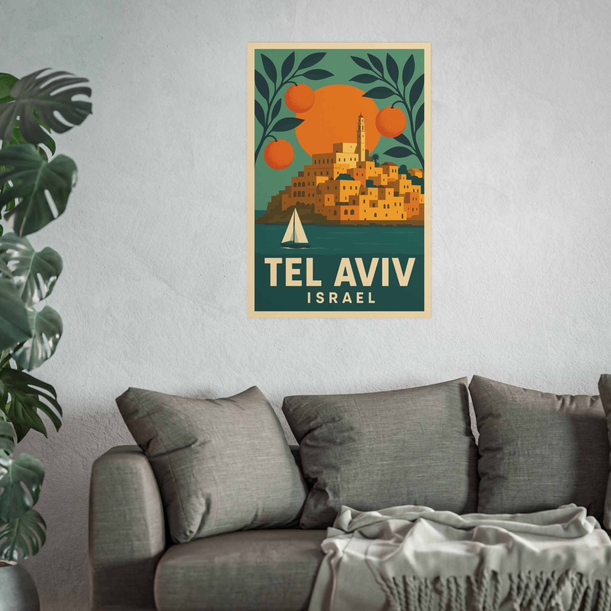 Tel Aviv Israel Vintage Travel Poster Satin and Archival Matte Posters