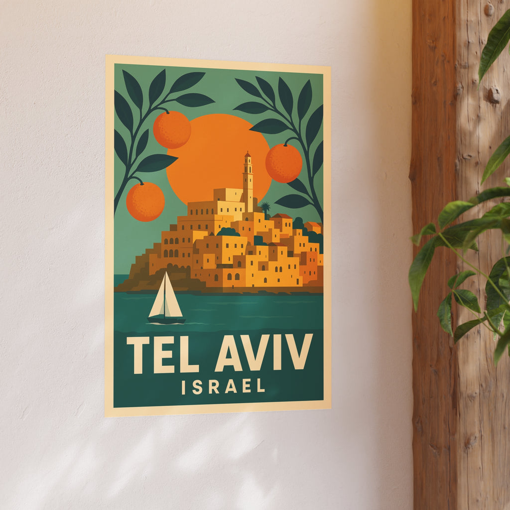 Tel Aviv Israel Vintage Travel Poster Satin and Archival Matte Posters