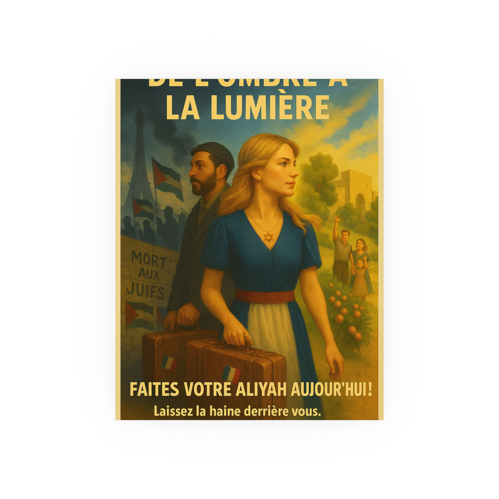 De l’Ombre à la Lumière | French Aliyah to Israel Vintage Poster Satin and Archival Matte Posters
