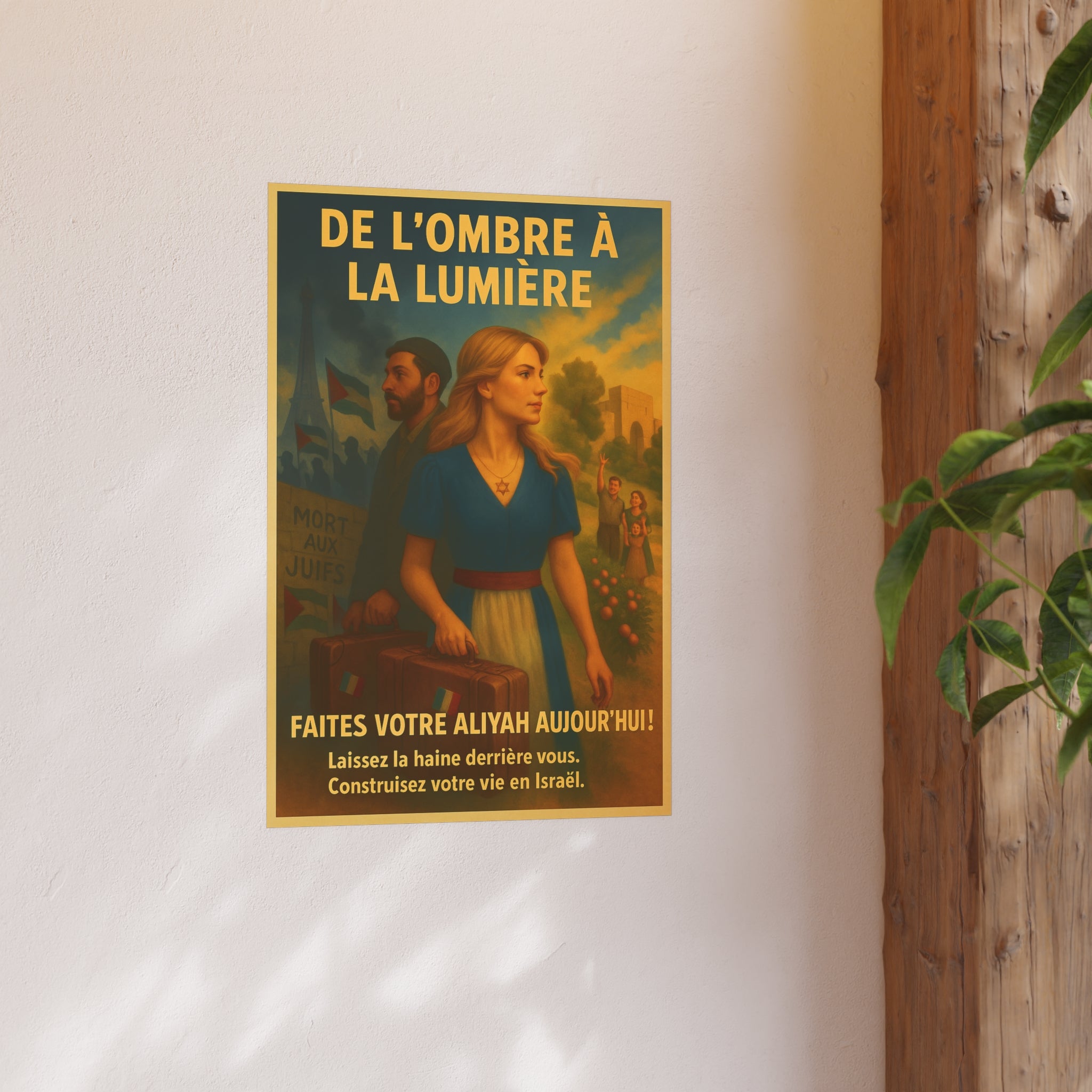 De l’Ombre à la Lumière | French Aliyah to Israel Vintage Poster Satin and Archival Matte Posters