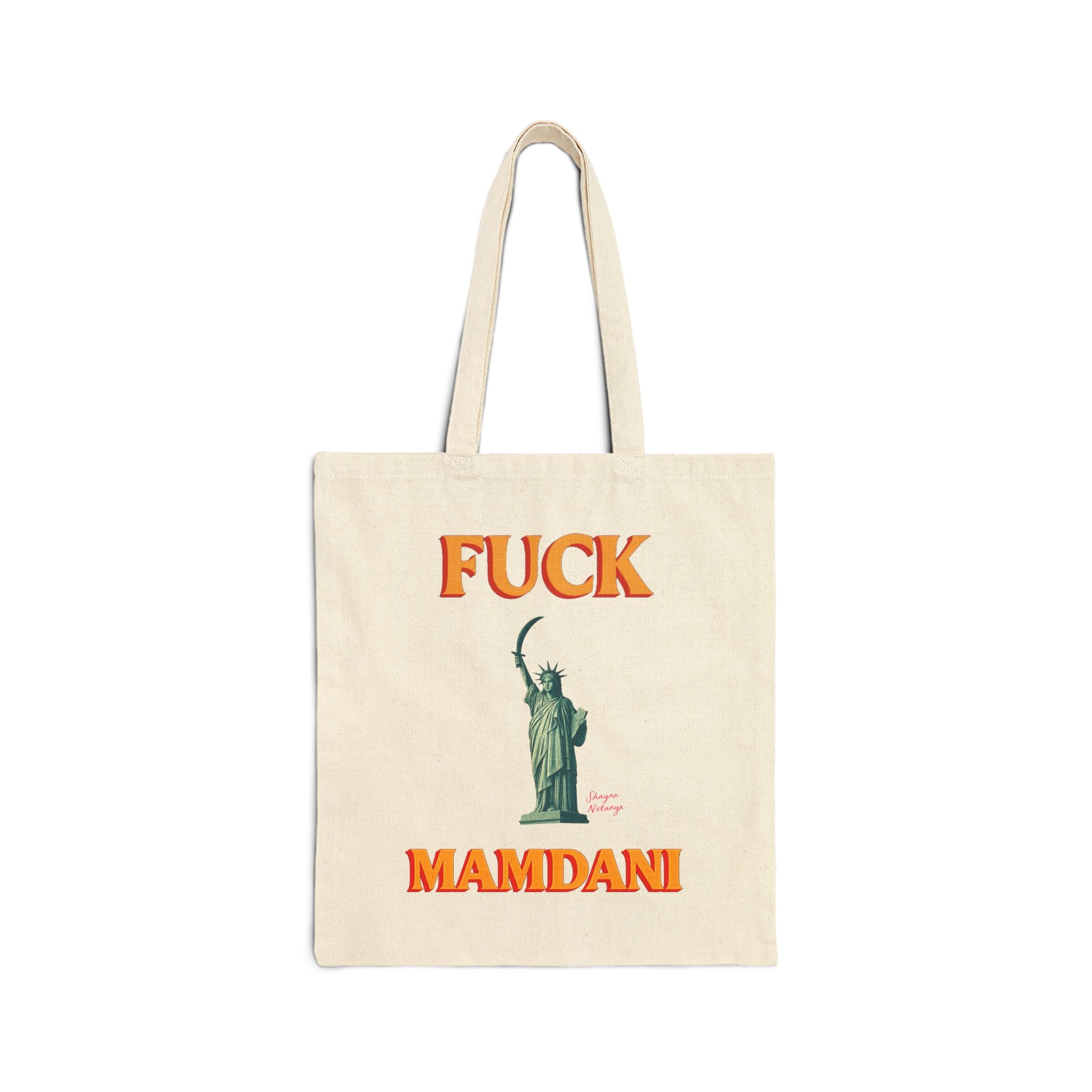 "Fuck Mamdani" Cotton Canvas Tote Bag