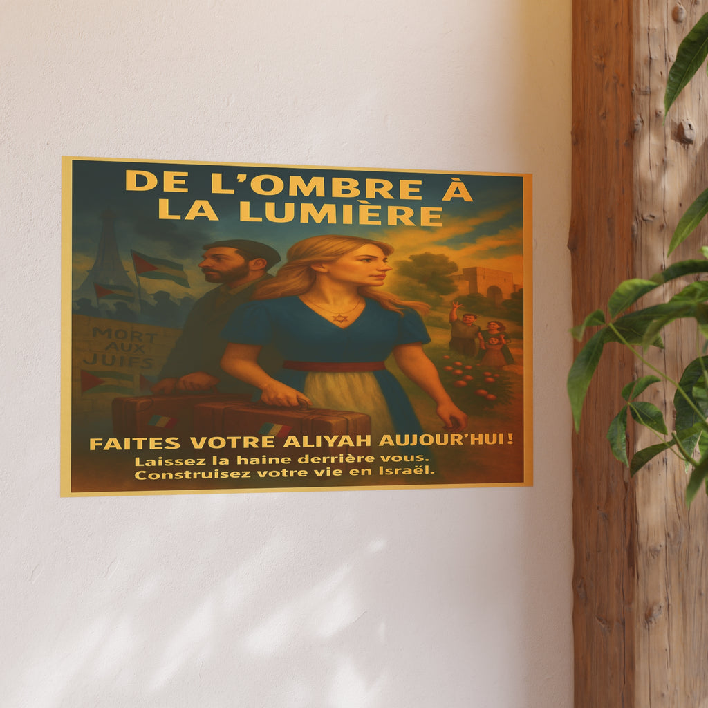 De l’Ombre à la Lumière | French Aliyah to Israel Vintage Poster Satin and Archival Matte Posters