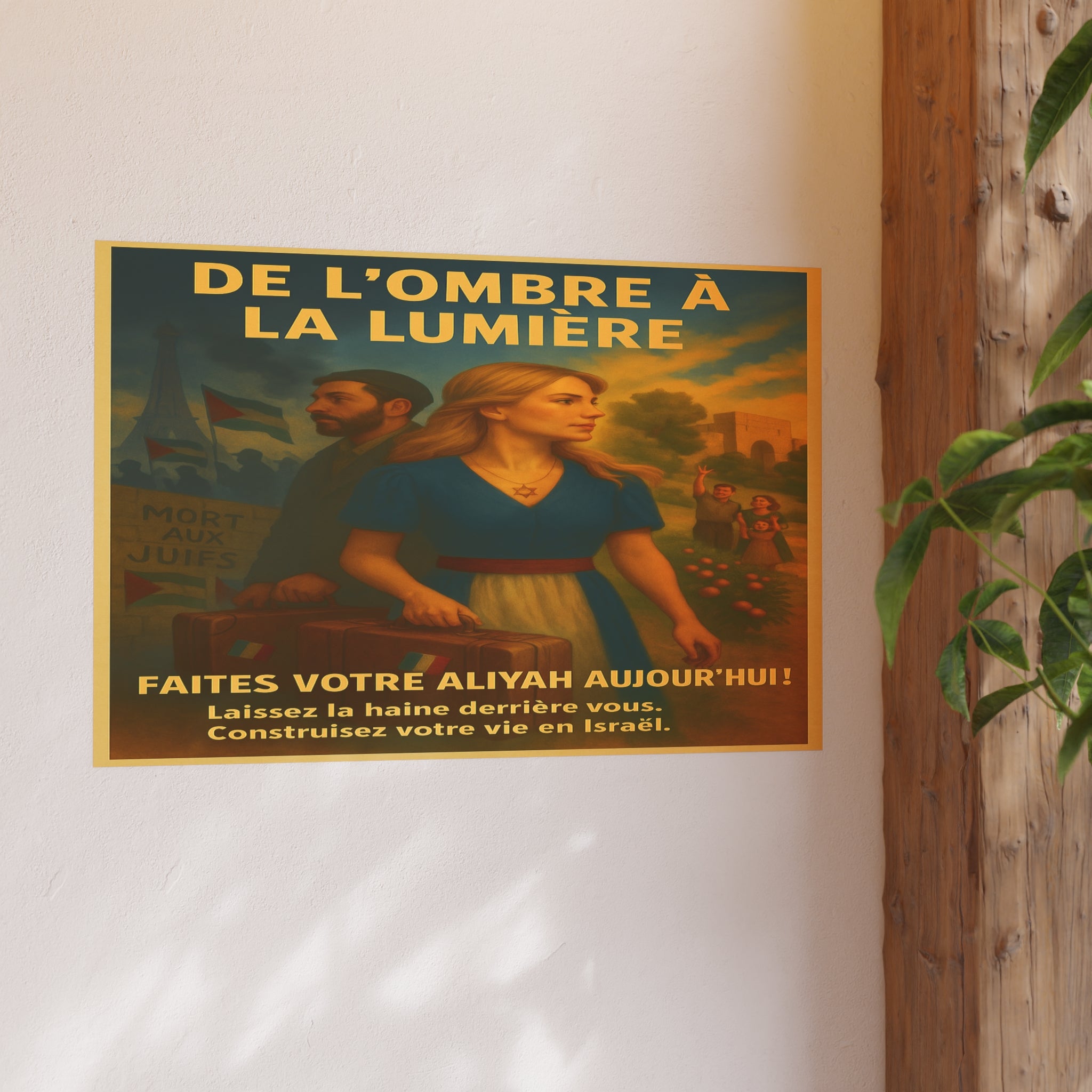 De l’Ombre à la Lumière | French Aliyah to Israel Vintage Poster Satin and Archival Matte Posters