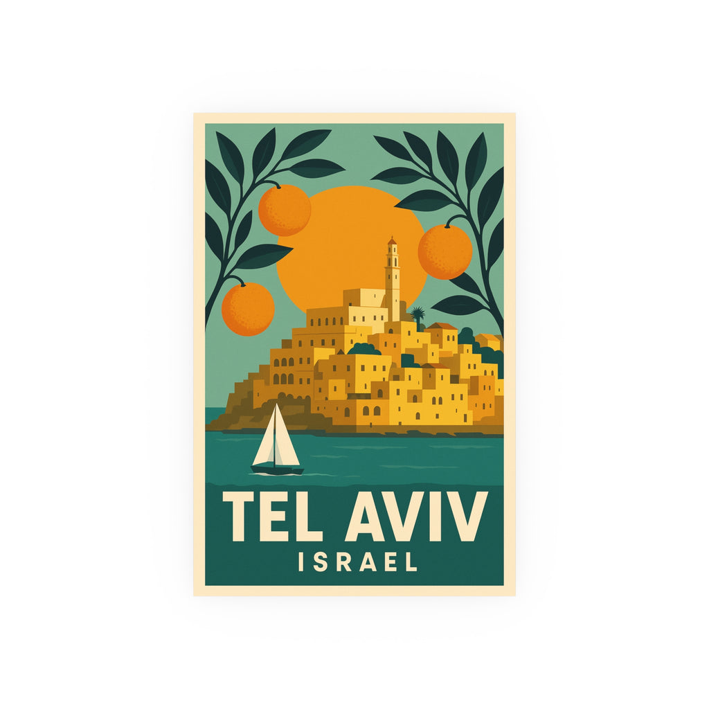 Tel Aviv Israel Vintage Travel Poster Satin and Archival Matte Posters