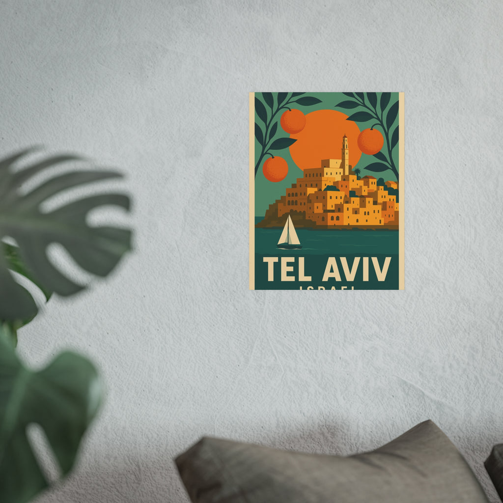 Tel Aviv Israel Vintage Travel Poster Satin and Archival Matte Posters