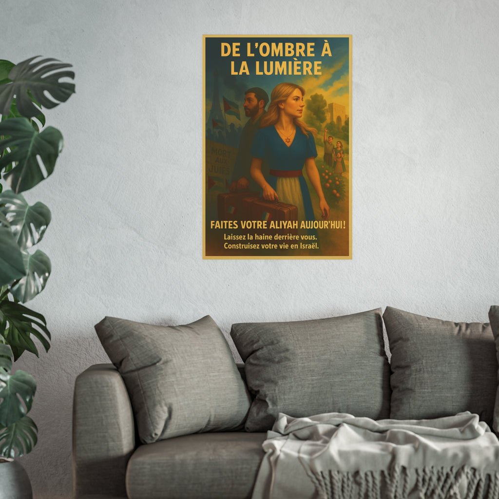 De l’Ombre à la Lumière | French Aliyah to Israel Vintage Poster Satin and Archival Matte Posters