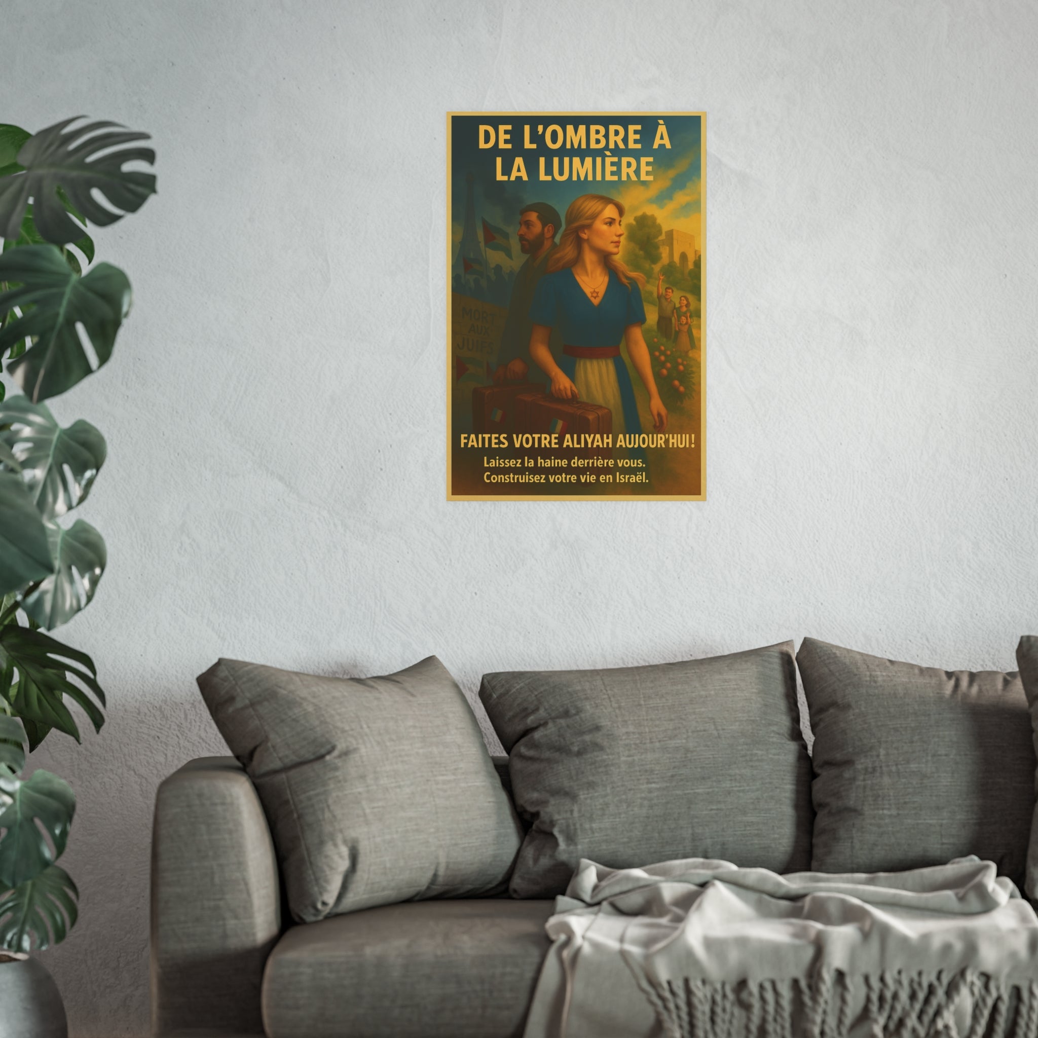 De l’Ombre à la Lumière | French Aliyah to Israel Vintage Poster Satin and Archival Matte Posters