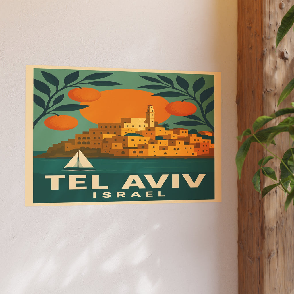 Tel Aviv Israel Vintage Travel Poster Satin and Archival Matte Posters