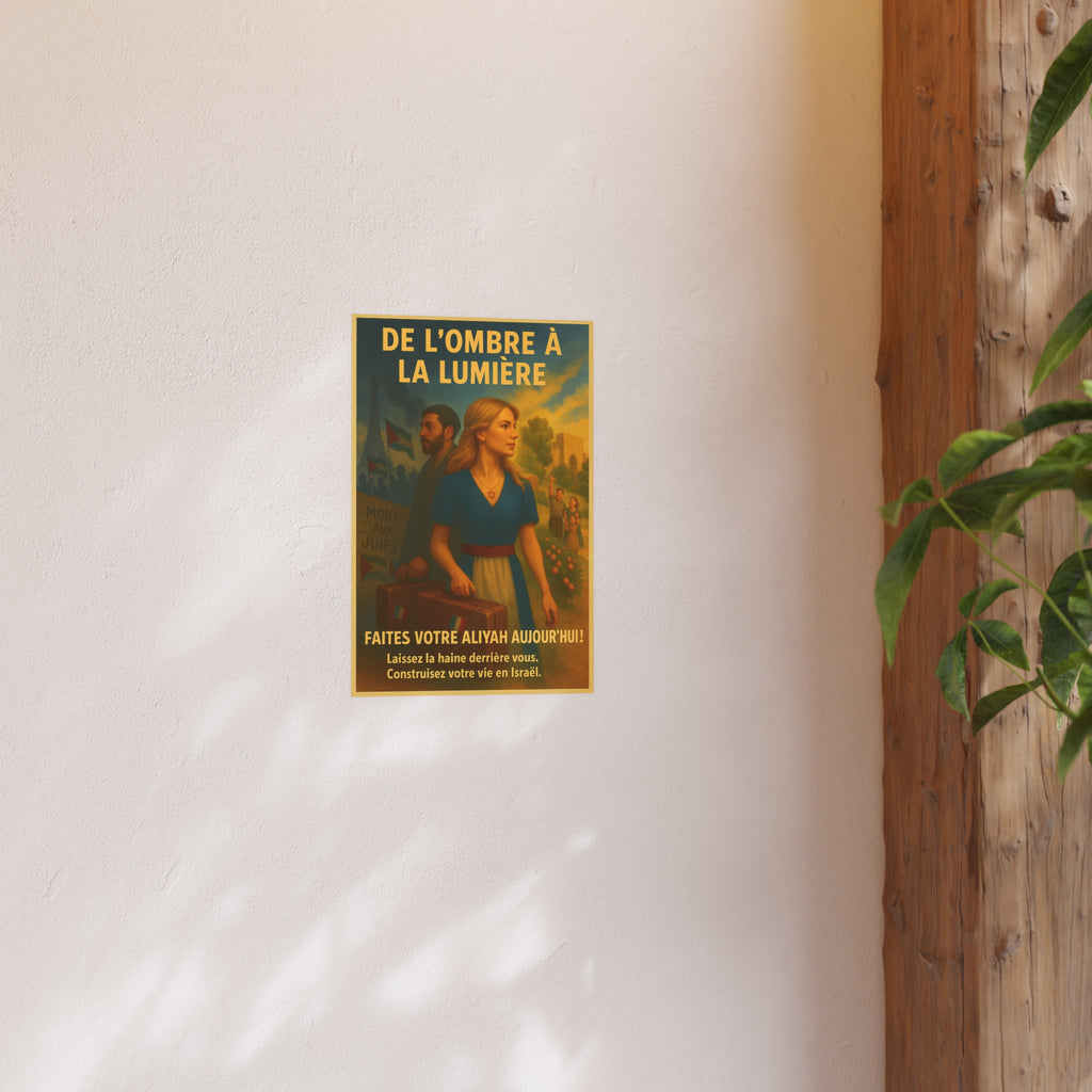 De l’Ombre à la Lumière | French Aliyah to Israel Vintage Poster Satin and Archival Matte Posters