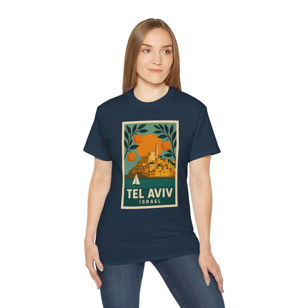 Tel Aviv Israel Vintage Travel Poster Unisex Graphic Unisex Ultra Cotton Tee