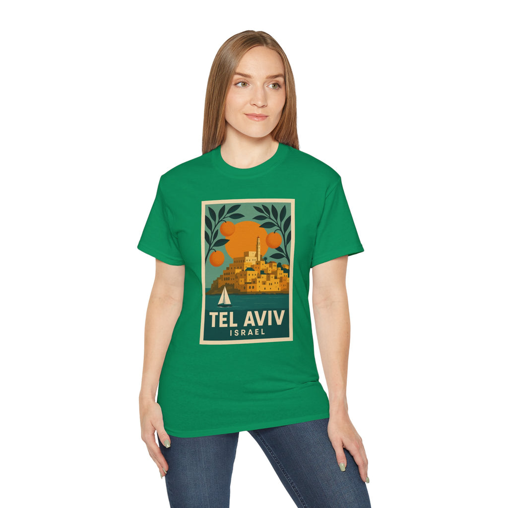 Tel Aviv Israel Vintage Travel Poster Unisex Graphic Unisex Ultra Cotton Tee