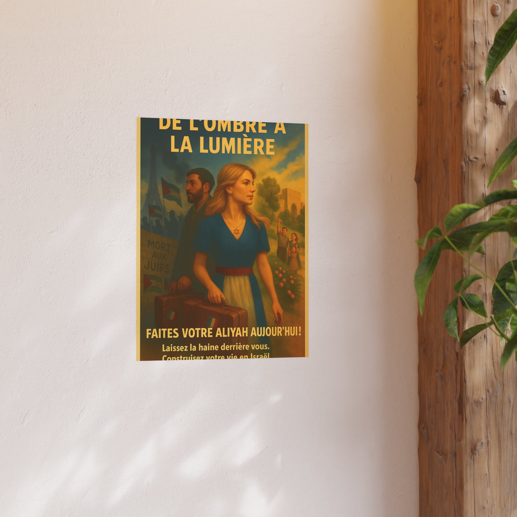 De l’Ombre à la Lumière | French Aliyah to Israel Vintage Poster Satin and Archival Matte Posters