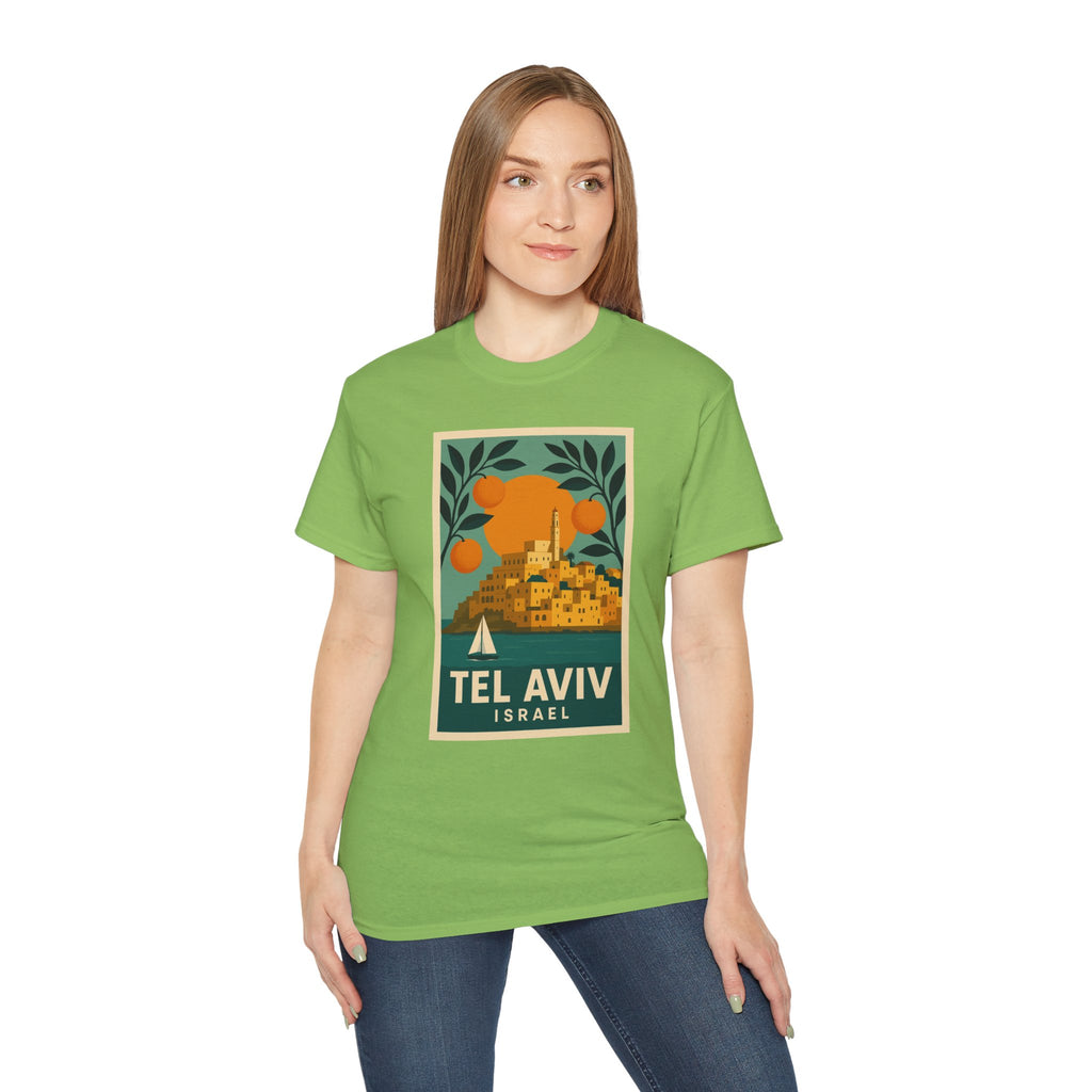 Tel Aviv Israel Vintage Travel Poster Unisex Graphic Unisex Ultra Cotton Tee