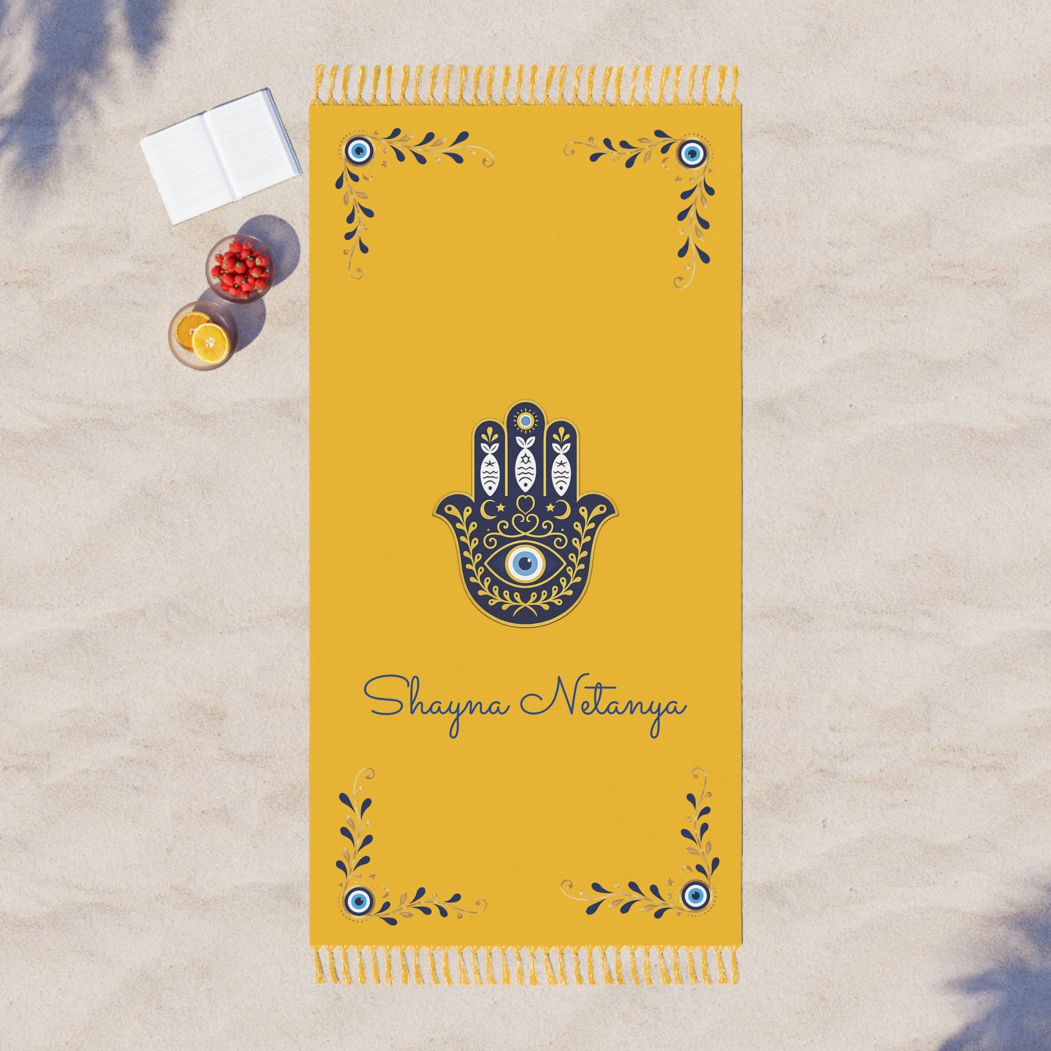 Shayna Netanya Hamsa Beach Towel – Coastal Protection & Mediterranean Style