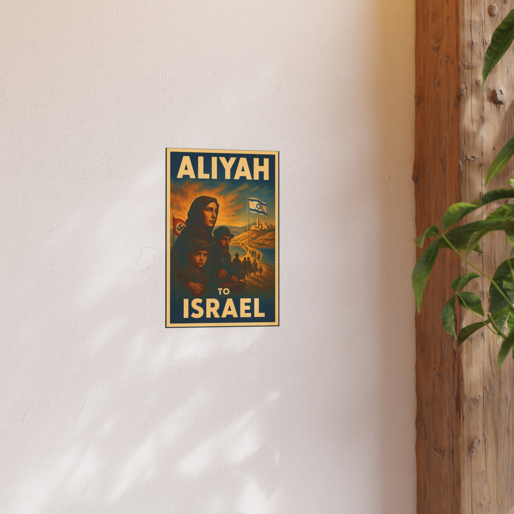 Aliyah to Israel | Vintage Jewish Homecoming Poster Satin and Archival Matte Posters