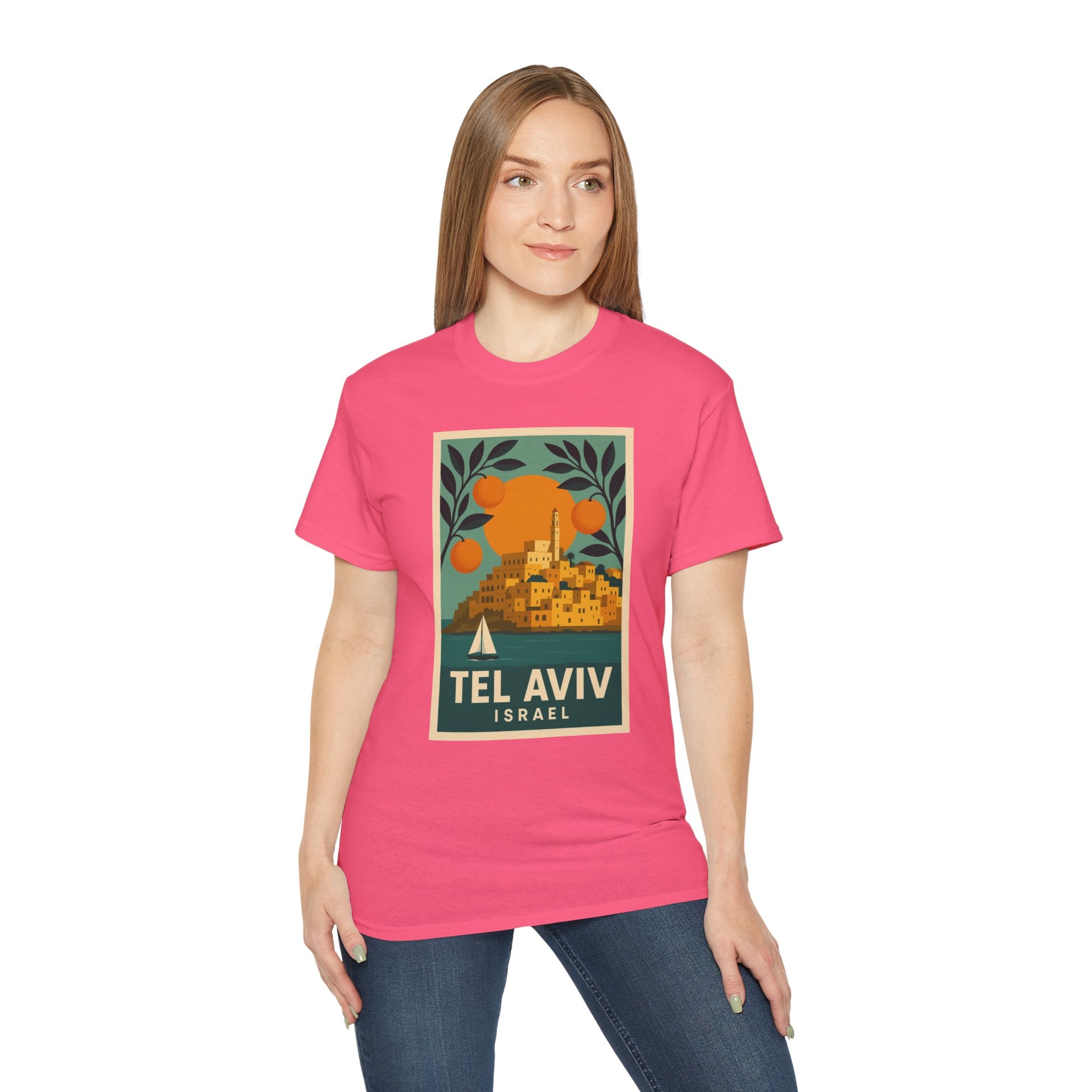 Tel Aviv Israel Vintage Travel Poster Unisex Graphic Unisex Ultra Cotton Tee