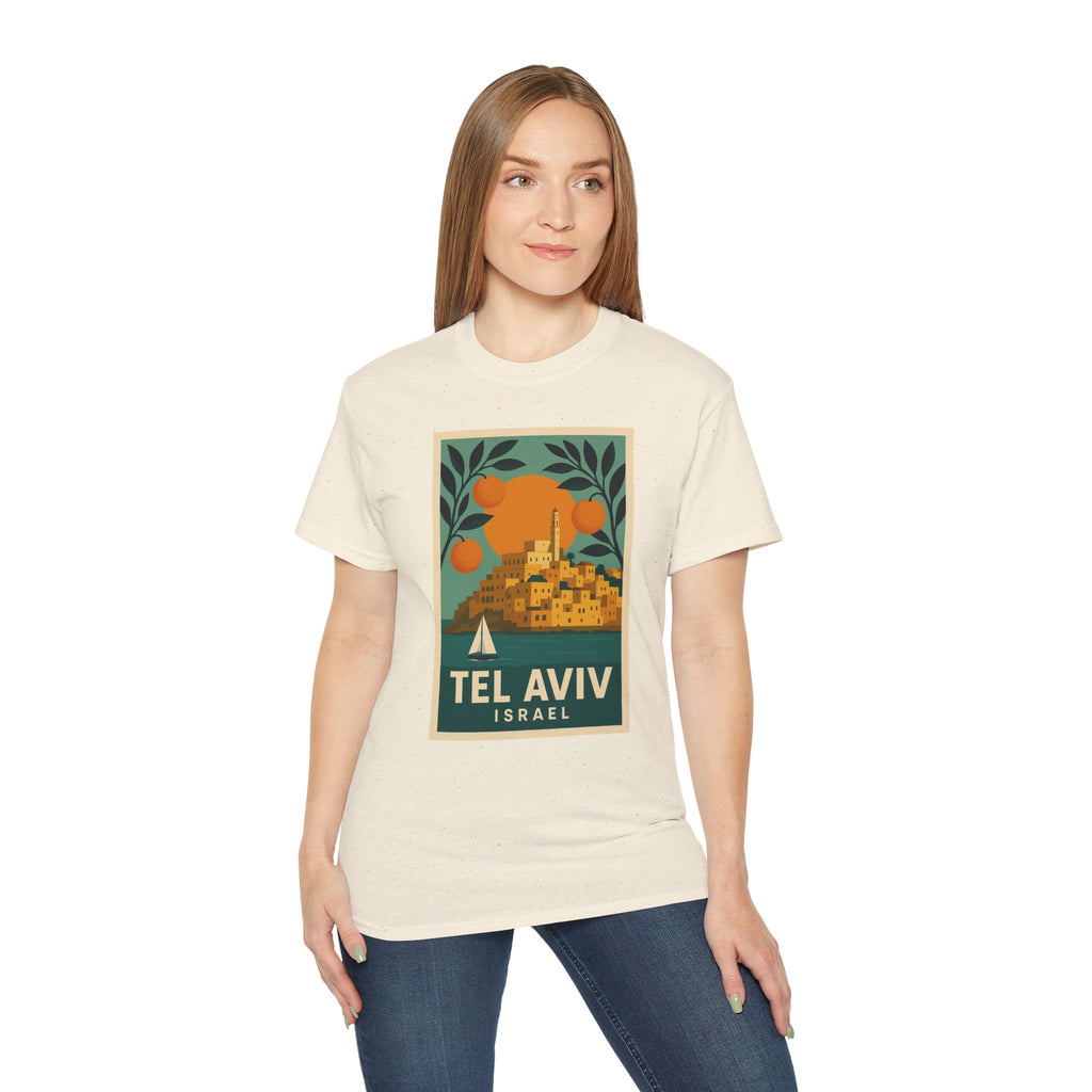 Tel Aviv Israel Vintage Travel Poster Unisex Graphic Unisex Ultra Cotton Tee