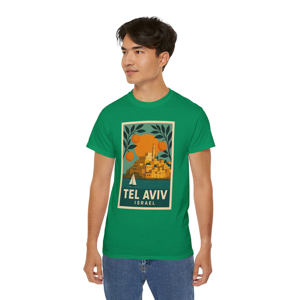 Tel Aviv Israel Vintage Travel Poster Unisex Graphic Unisex Ultra Cotton Tee