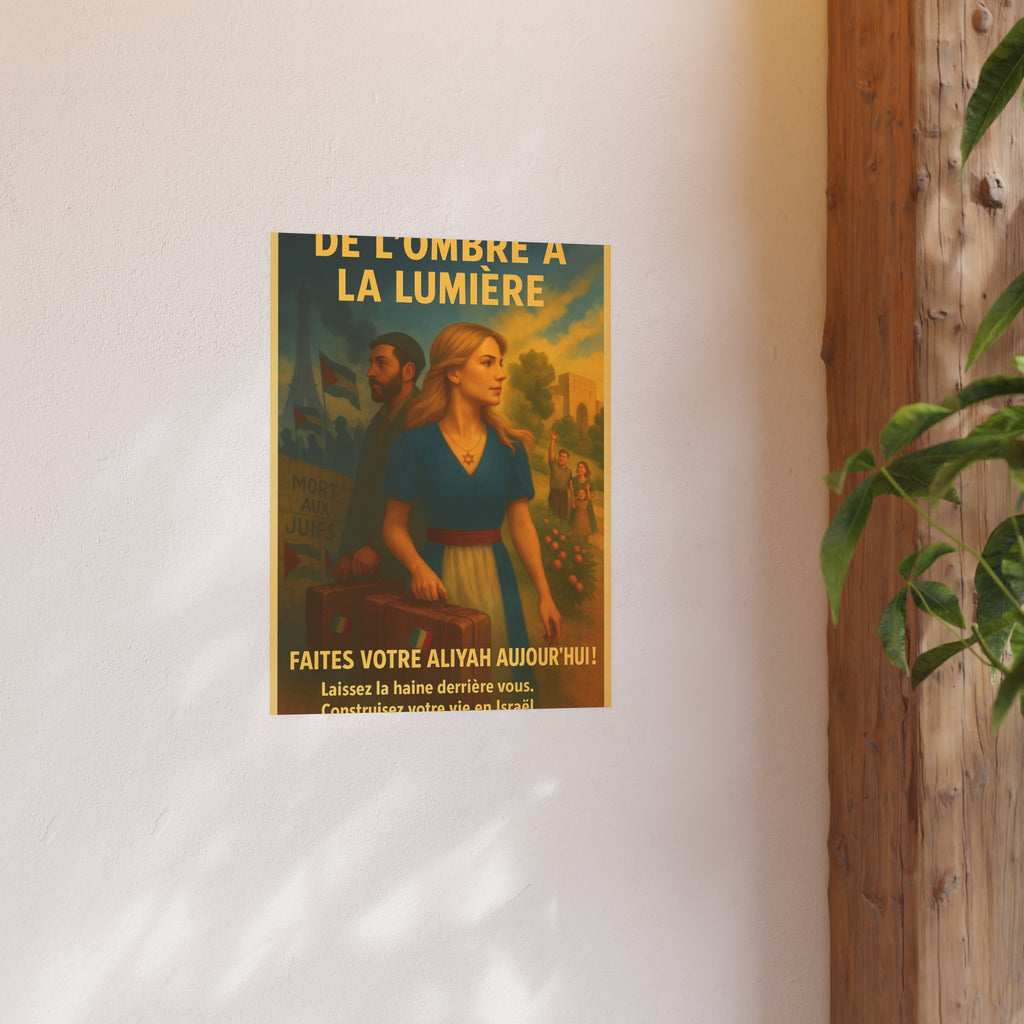 De l’Ombre à la Lumière | French Aliyah to Israel Vintage Poster Satin and Archival Matte Posters