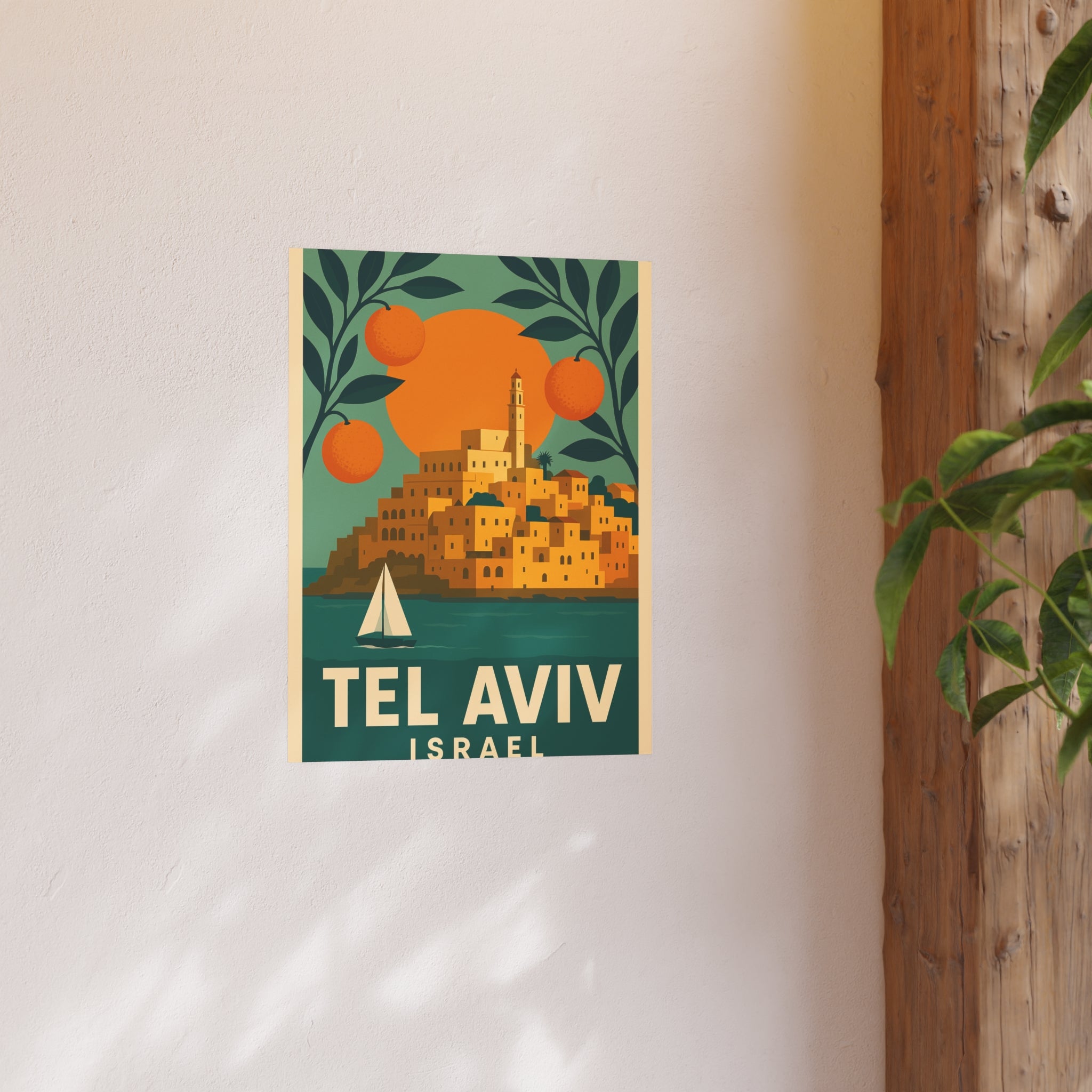 Tel Aviv Israel Vintage Travel Poster Satin and Archival Matte Posters