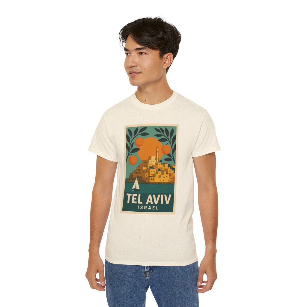 Tel Aviv Israel Vintage Travel Poster Unisex Graphic Unisex Ultra Cotton Tee