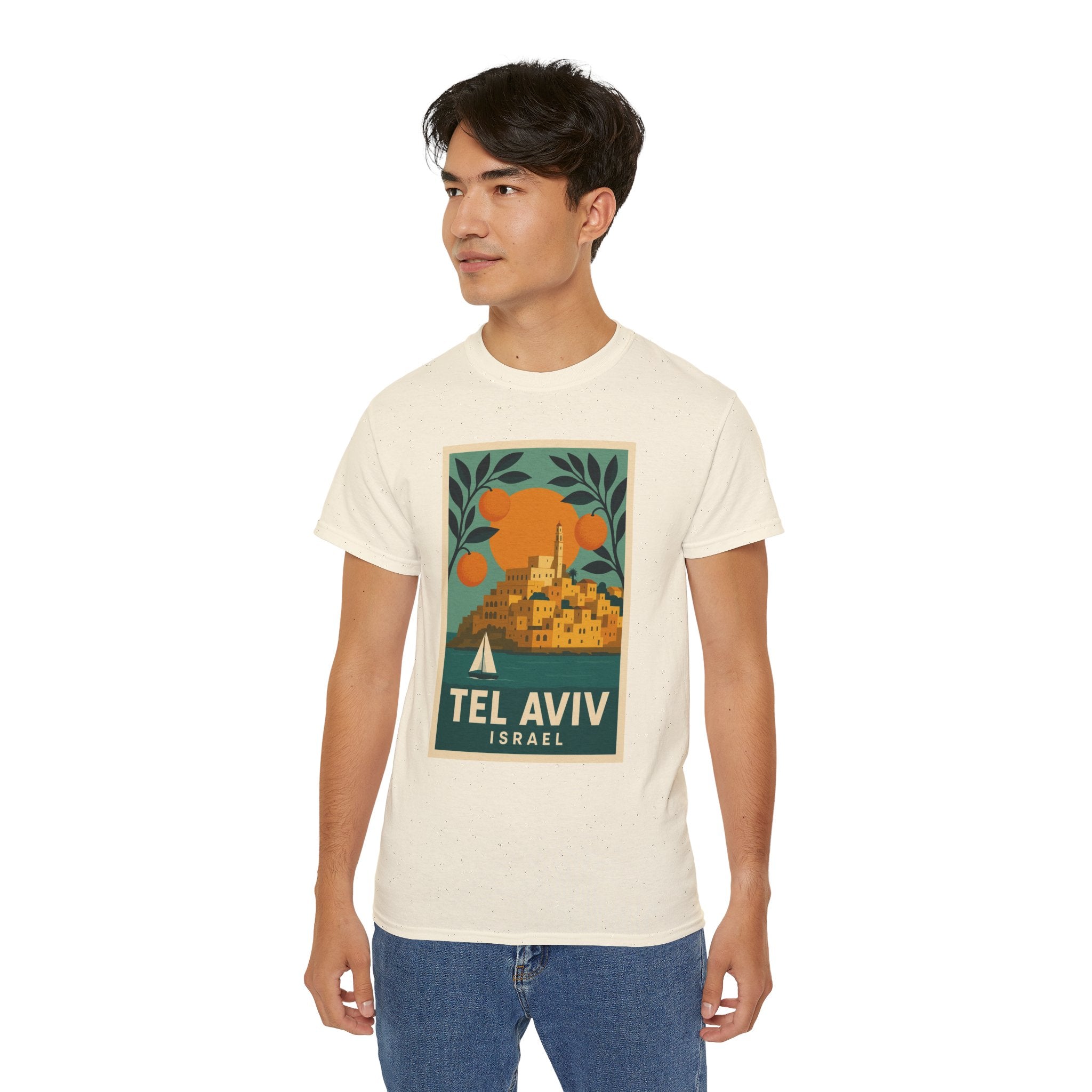 Tel Aviv Israel Vintage Travel Poster Unisex Graphic Unisex Ultra Cotton Tee