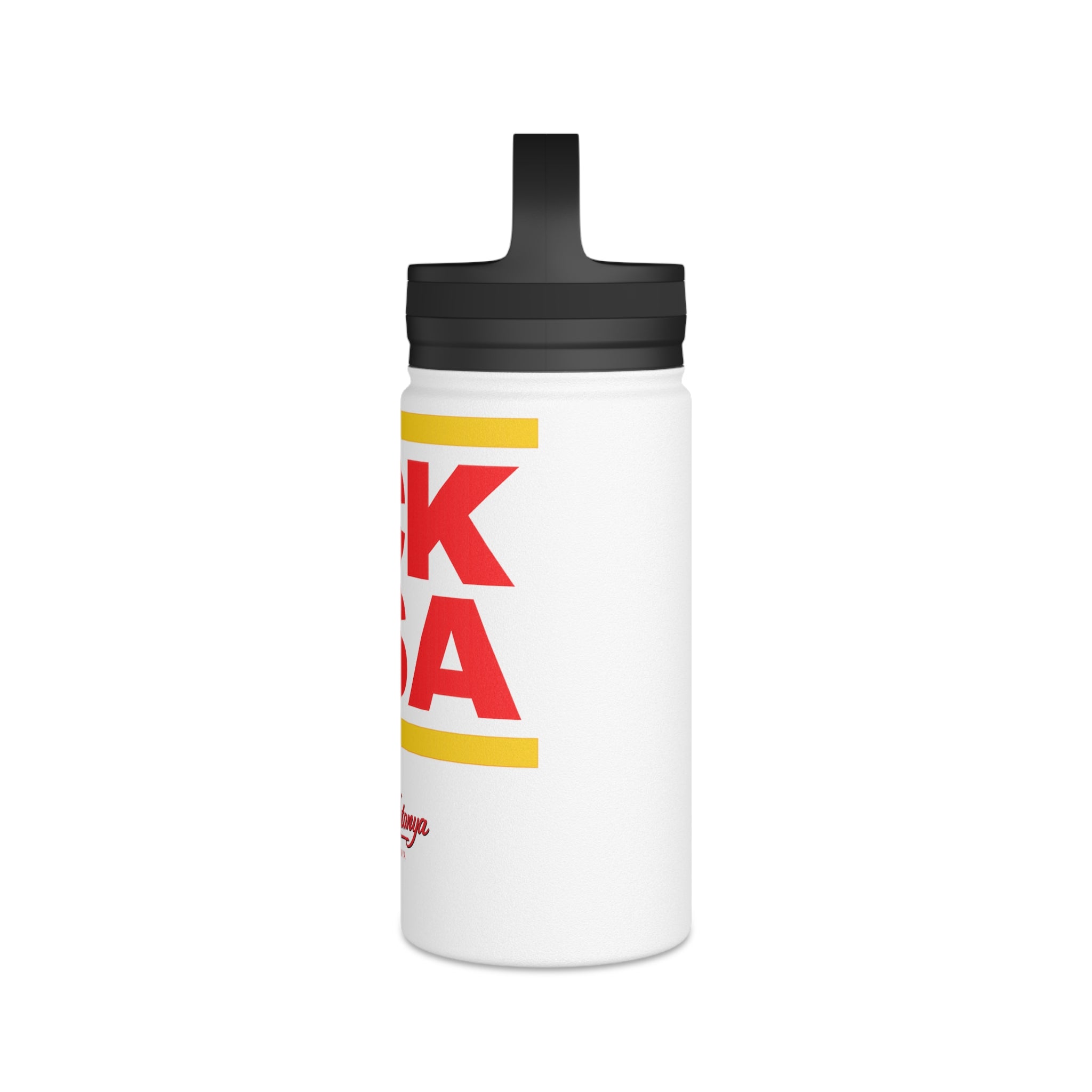 "FCK DSA" Stainless Steel Water Bottle, Handle Lid