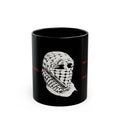 Black Ceramic Mug — Keffiyeh Skull Design with 'This Is A Terrorist' Accent